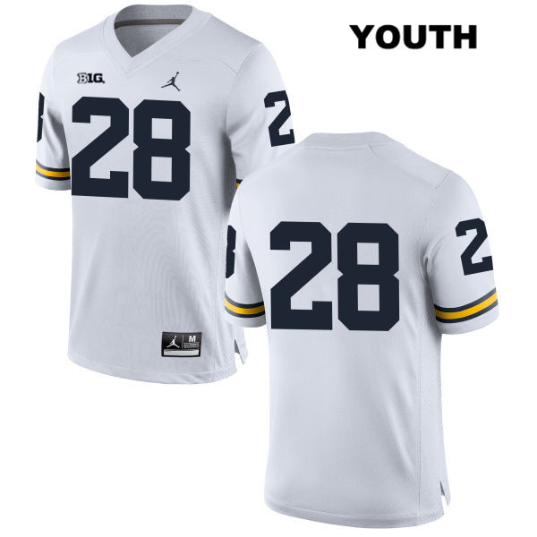 Youth NCAA Michigan Wolverines Austin Brenner #28 No Name White Jordan Brand Authentic Stitched Football College Jersey CQ25U55RS